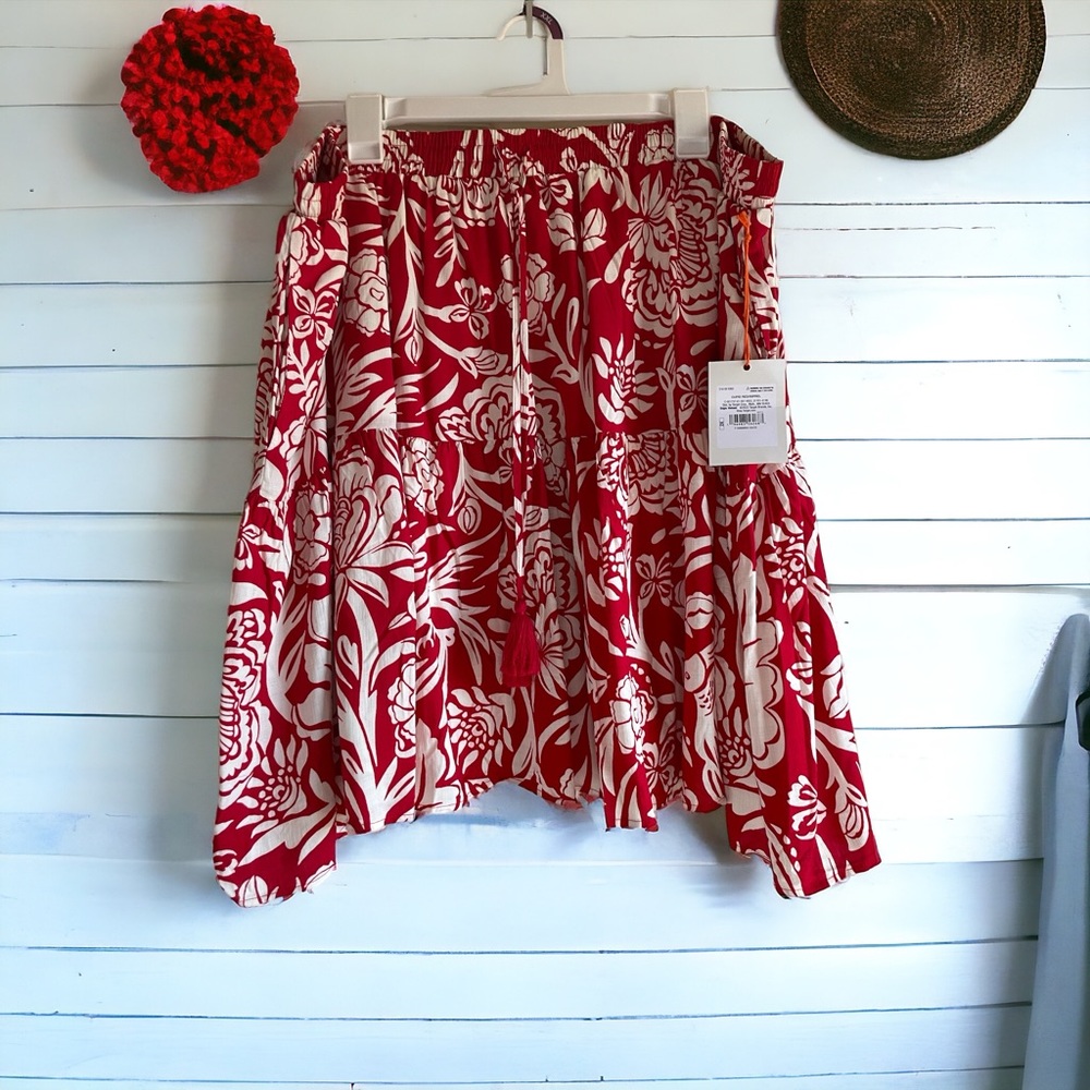 Knox Rose Women's Size 2X Red & White Floral Skirt - Picture 3 of 13